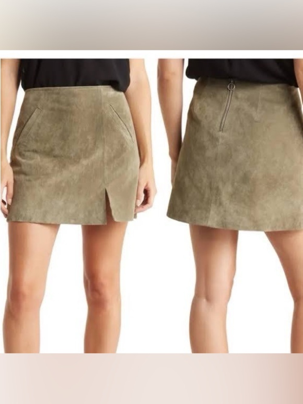 Blank NYC Olive Suede Mini Skirt